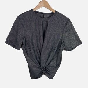 Lululemon Crescent T-Shirt Workout Tee Black Spark Metallic Womens Size 6 Gym